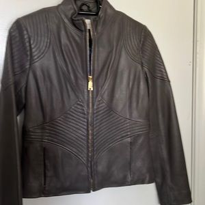 T Tahari Women's Kisha Leather Moto Jacket size xs